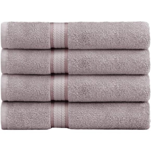 Ultra Soft Bath Towel - Set of 4 Oversized 100% Cotton Plush Absorbent Quick Dry